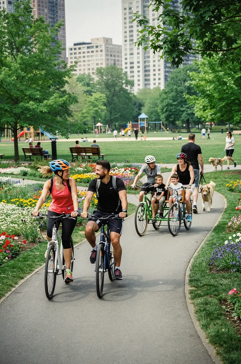 Community members engaging in remote work activities